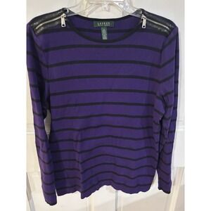 Vintage Lauren Ralph Lauren Women's Top Knit Zipper Crew-neck 1X